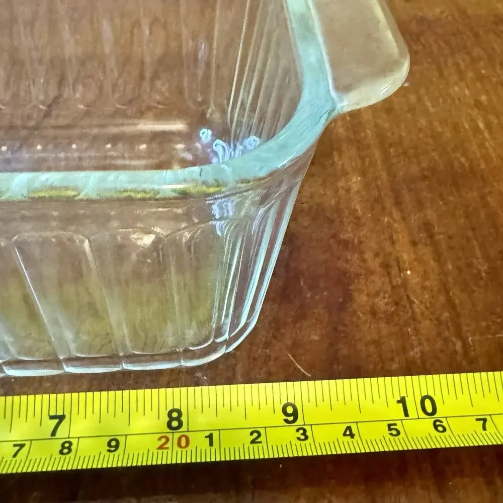 Pyrex 213-R Glass Loaf Bread Baking Dish Ribbed Clear 1.5 Qt Vintage USA